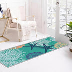 Tritard Coastal Runner Rug Nautical Hallway Rugs Beach Themed Non-Slip Machine Washable Rugs Modern Floor Carpet for Living Room Bedroom, 2x6, Teal and Turquoise
