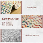 Moroccan Living Room Rugs, 5x7 Soft Bohemian Distressed Non-Slip Large Rug, Low Pile Washable Farmhouse Rug Indoor Floor Carpet for Bedroom Under Dining Table Home Office Decor
