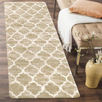 Lahome Moroccan Washable Runner Rug - 2x7 Runner Rug Non-Slip Kitchen Runner Ultra-Thin Non-Shedding Soft Hallway Rug, Modern Trellis Print Indoor Carpet Runners for Entryway Bedroom (Taupe, 2'x7')