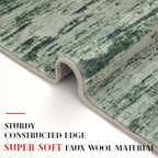 Modern Abstract Runner Rug 2x6, Forest Green Washable Kitchen Runner Non-Slip Soft Hallway Rug Runner Thin Print Faux Wool Carpet for Entryway Bedroom Laundry Room Indoor Home Decor