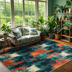 5x7 Abstract Area Rug, Modern Washable Indoor Rugs for Living Room, Soft Large Non-Slip Carpet for Bedroom Dining Room Home Office Farmhouse Decor - Forest Camouflage