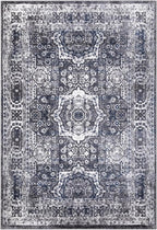 Keen Home Design Area Rugs - Non-Shedding, Thick Pile Abstract Rugs for Kitchen, Living Room, Bedroom, Dining Room, Entryway (Medallion Grey/Blue/Cream, 7'3'' x 10'2'')