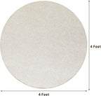 LBRO2M Easy Jute Solid Area Rug 4X4 Round Washable Rugs for Living Room Dining Room Bedroom Natural Jute Look Indoor Outdoor Rug Durable, Solid Non Shedding Eco Friendly (4X4 Light Ivory)