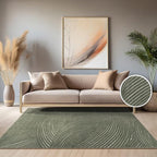 Paco Home Modern Area Rug with Abstract Line Pattern and Contour-Cut in Green, Size: 2'8" x 4'11"