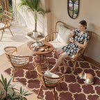 Lahome Moroccan Outdoor Rug 5x7, Easy Jute Red Washable Rugs for Patio Living Room Outdoor Decor, Geometric Woven Area Rug Non Slip for Backyard, Thin Farmhouse Carpet for Bedroom Dining Room