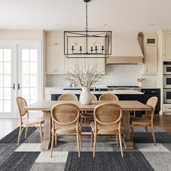 Rugshop Gray Modern Geometric Boxes Non-Slip Area Rug Non-Shedding for Living Room, Dining Room and Bedroom, 9' x 12'