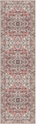 KOZYFLY Runners for Hallways 2x8 Ft Washable Kitchen Runner Rug Boho Entry Rug for Hallways Indoor Printed Faux Wool Long Floor Carpet for Entryway Bedroom Kitchen Hallway, Terracotta/Beige
