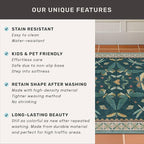 Insect Boho 7X9 Washable Living Room Rug - Bugs, Butterfly, Bees,Soft Area Rugs for Bedroom, Dining Room Under Table, Home Office with Butterfly Design, Stain Resistant Carpet (Green)
