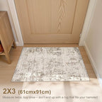 2x3 Entryway Area Rug: Washable Neutral Modern Abstract Small Rug - Non-Slip Low Pile Throw Indoor Carpet for Entrance Kitchen Front Door Mat Bathroom Entry Kids Room - Dark Brown