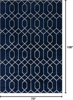 Unique Loom Glam Collection Area Rug - Trellis (6' 1' x 9' Rectangle, Navy Blue Silver/ Silver)