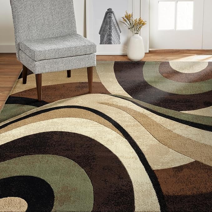 Home Dynamix Tribeca Slade Contemporary Abstract Area Rug, Brown/Green, 39"x55"