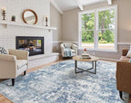8x10 Area Living Room Rugs - Washable Neutral Modern Abstract Soft Thin Rug Indoor Floor No Slip Rug Carpet for Bedroom Under Dining Table Home Office Decor - Blue White