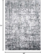 Area Rug 4×6, Vintage Boho Rug,Ultra-Soft Low Pile, Washable, Non Slip,Stain Resistant Printed Carpet for Living Room Bedrooms Playroom Office Kitchen, Dark Stone