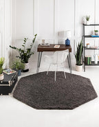 Unique Loom Solid Shag Collection Area Rug (8' Octagon, Graphite Gray)
