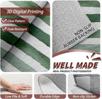 Striped Rugs for Bedroom - 4x5ft - Green and White Stripe Minimalist Watercolor Rugs for Living Room Non Slip Low Pile Machine Washable Area Rug, Striped Carpets Home Decor & Gifts