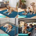 Smiry Dog Door Mat for Muddy Paws, Absorbent Dirt Trapper Non Slip Quick Dry Washable Chenille Mat for Mud Dogs, Entry Rug for Indoor and Outdoor (59x35 Inches, Atlantic Blue and White)