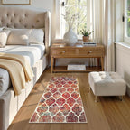 Lahome Moroccan 2x4 Rug Washable Runner Rugs, Non-Slip Kitchen Rugs Runner Throw Laundry Room Rug Small Rug for Bedroom Colorful Christmas Indoor Mat Entrance Bathroom (2'x4', California Sunset)