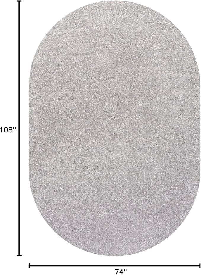 Eyely UES100K-6OV Supersoft Haze Solid Low-Pile Indoor Area Rug, Coastal, Bohemian, Minimalist, Classic, Casual for Bedroom,Kitchen,Living Room,Non Shedding,Easy-Washing, Gray, 6 X 9 Oval