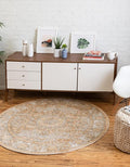 Unique Loom Isabella Collection Area Rug - Adjani (3' 3" Round, Beige/ Black)