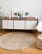 Unique Loom Isabella Collection Area Rug - Adjani (3' 3" Round, Beige/ Black)