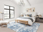 6x9 Area Rug Living Room Rugs - Washable Neutral Modern Abstract Soft Thin Rug Indoor Floor No Slip Rug Carpet for Bedroom Under Dining Table Home Office Decor - Blue White