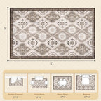 EnHomee Area Rugs 3x5, Soft Washable Rugs for Living Room Bedroom, Boho Non Slip Low Pile Stain Resistant Washable Rug Large Carpet for Dining Room,Easy to Clean Living Room Rug, Khaki