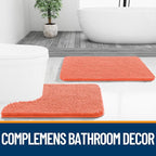 OLANLY Bathroom Rugs 30x20, Extra Soft Absorbent Chenille Bath Rugs, Rubber Backing Quick Dry, Machine Washable Bath Mats for Bathroom Floor, Tub and Shower, Home Decor Accessories, Coral