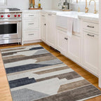 ReaLife Rugs Machine Washable Area Rug Runner - Living Room Bedroom Bathroom Kitchen Entryway Office - Non-Slip Baking Low Pile Stain Resistant Premium - Modern Geometric - Theo - Beige 2'6" x 6'