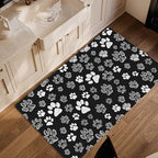 Cat Paws Black Area Rug for Living Room, Non-Slip Backing Low Pile Modern Abstract Rug for Indoor Use, 3x5 Washable Carpet