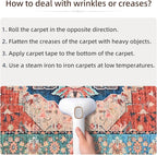 YJ.GWL Area Rugs for Living Room 5x7 Machine Washable Rugs, Non Slip Floral Vintage Rug Indoor Carpet, Stain Resistant Large Rug for Bedroom Dining Room, Red Blue Gradient Color