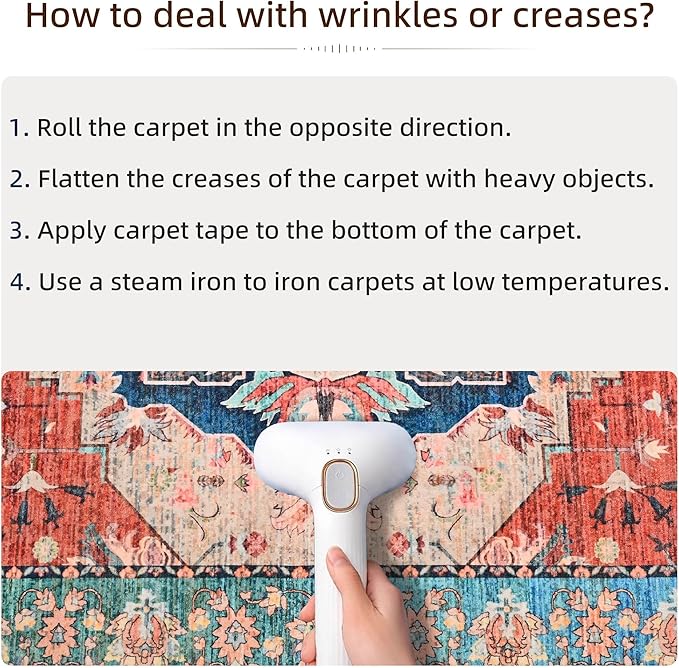 YJ.GWL Area Rugs for Living Room 5x7 Machine Washable Rugs, Non Slip Floral Vintage Rug Indoor Carpet, Stain Resistant Large Rug for Bedroom Dining Room, Red Blue Gradient Color