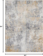 Area Rug 5×7, Vintage Boho Rug,Ultra-Soft Low Pile, Washable, Non Slip,Stain Resistant Printed Carpet for Living Room Bedrooms Playroom Office Kitchen, Gold/Grey