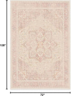 RUGGABLE Washable Area Rug – Kamran Soft Pink 6x9, Stain-Resistant, Non-Slip – Medium Machine Washable Rugs for Living Room, Bedroom, Hallway, Entryway & Office–with Standard Pad