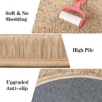 Soft Fluffy Area Rug for Bedroom, Beige Fuzzy Shaggy Oval Throw Rugs for Bedside, Non-Slip Cozy Plush Shag Carpet for Kids Room Nursery Dorm Living Room, 2.6 x 5.3 Feet