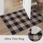 Tangsoo Checkered 4x6 Washable Easy Jute Area Rug for Patio,Non-Slip Black Grey Indoor Outdoor Rug,Modern Throw Mat Ultra Thin Carpet for Front Porch Kitchen Bedroom Foyer