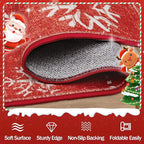 Christmas Area Rug 8x10 Living Room Rugs, Machine Washable Boho Christmas Tree Snowflake Rug Non-Slip Soft Low Pile Holiday Indoor Rugs for Bedroom Kitchen Dining Room Office(Xmas Red, 8'x10')