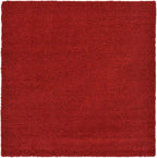 Unique Loom Solid Shag Collection Area Rug (8' Square, Cherry Red)