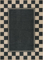 Moynesa Checkered Easy Jute 5x7 Area Rugs for Living Room, Washable Outdoor Patio Rug for Backyard Porches Non Slip, Black Farmhouse Carpet for Dining Room Balcony