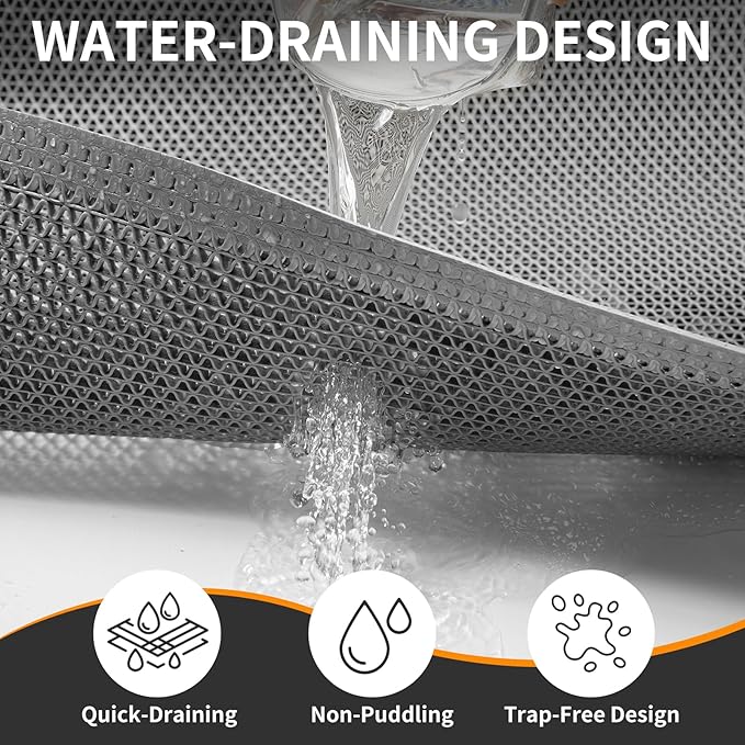 Front Door Mat 20''x31'', Drainage Heavy Duty Dirt Trapping Non-Slip Doormats, Outdoor Rubber Floor Mats, Restaurant Commercial Kitchen Industral Pool Entrance Bar Wet Area, Grey