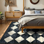 Lahome Moroccan Trellis Area Rug - 5x7 Black Washable Large Rugs for Bedroom Living Room Mat, Checkered Soft Non Slip Stain Resistance Indoor Accent Carpet for Dining Room Coffee Table