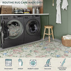 Lahome Floral Washable 5x7 Rug, Boho Area Rug for Bedroom,Vintage Living Room Rugs Non Slip Low Pile Ultra-Thin Large Carpet for Farmhouse,Dining Room,Kids Playroom(5'X7',Cream/Green)