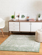 Unique Loom Isabella Collection Area Rug - Adjani (5' 1" Square, Green/ Ivory)