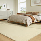 Solid Washable Area Rug - 8x10 Medium Pile Faux Cashmere Carpet for Living Room Bedroom, Light Yellow