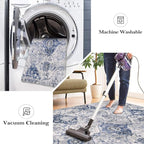 Lahome Moroccan Trellis Washable Runner Rug, 2x6 Kitchen Runners for Hallways 6 Feet Non Slip, Vintage Laundry Room Rug Ultra-Thin Long Carpet for Bathroom Bedroom Entryway, White/Royal Blue