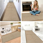 Braided Hallway Runner Rug,Super Absorbent Kitchen Mats for Floor,Non Slip Washable Kitchen Rugs,Quick Dry Boho Entryway Runner Rugs for Bathroom,Hallyways,Bedroom,24"x72",Brown