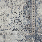 RUGGABLE Washable Vintage Area Rug – Sarrah Blue Quartz 2x3, Stain-Resistant, Non-Slip – Small Machine Washable Rugs for Living Room, Bedroom, Hallway, Entryway & Bathroom–with Cushioned Pad