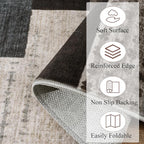 Modern Geometric Patchwork Indoor Area Rug for Living Room, Blue-Taupe 8'x 10' Large Rug Rockwood Collection Hardwood Floors Decor for Bedroom, Blue Throw Carpet for Office Entryway Dining Room