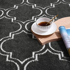 Amearea Fluffy Indoor Trellis Rug, Soft Moroccan Home Rugs for Bedroom, Shag Modern Area Rug for Living Room Kids Room Nursery, Indoor Easy Clean Low Pile Rug Carpet, Dark Grey 4x6 Feet