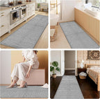 Grey Runners for Kitchen 24"x60" Non Slip Braided Long Bathroom Runner,Washable Boho Kitchen Mats for Floor,Luxury Hallway Runner Rug,Floor Carpet for Indoor,Backdoor Living Room