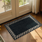 OJIA Easy Jute Kitchen Rug, 2x3 Black Indoor Door Mat Checkered Washable Area Rug Non-Slip Farmhouse Modern Outdoor Doormat Front Door Mat Indoor Entrance Throw Rugs for Entryway Doorway Bathroom